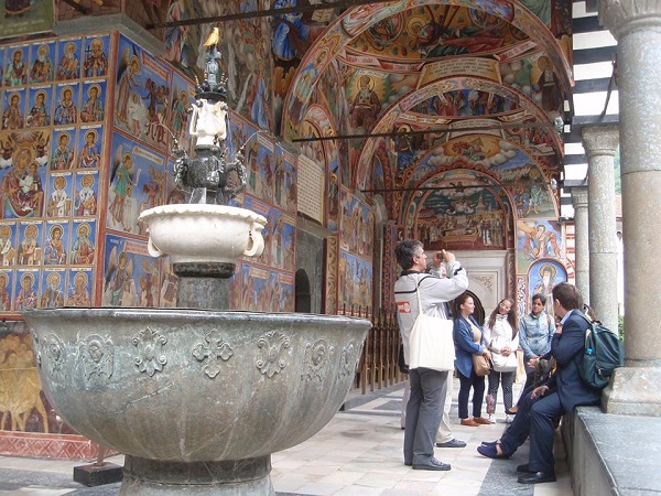 The fountain in the courtyard of the Main Church at Rila