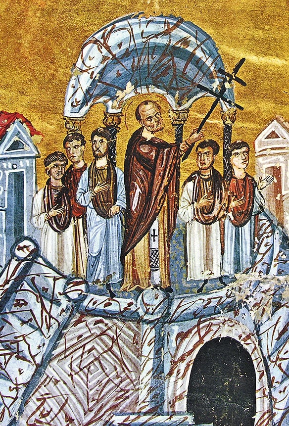 Inaltarea Sfintei Cruci, miniatura bizantina, s12 IN