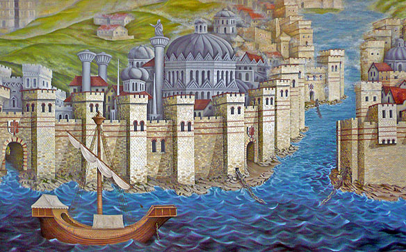 Constantinople_mural,_Istanbul_Archaeological_Museums IN